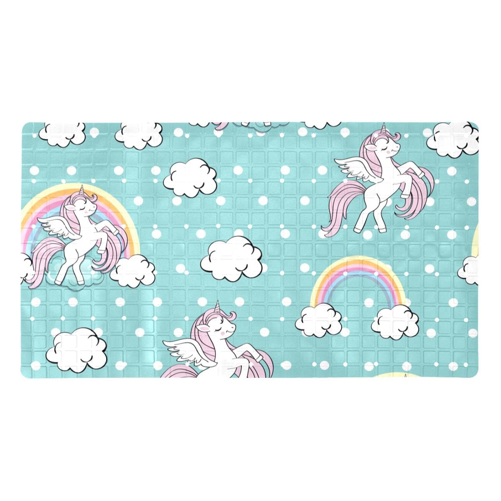 Rutschfeste Badematten mit niedlichem Einhorn-Motiv, für Badezimmer, rechteckige Badewanne, maschinenwaschbar, 39 x 70 cm