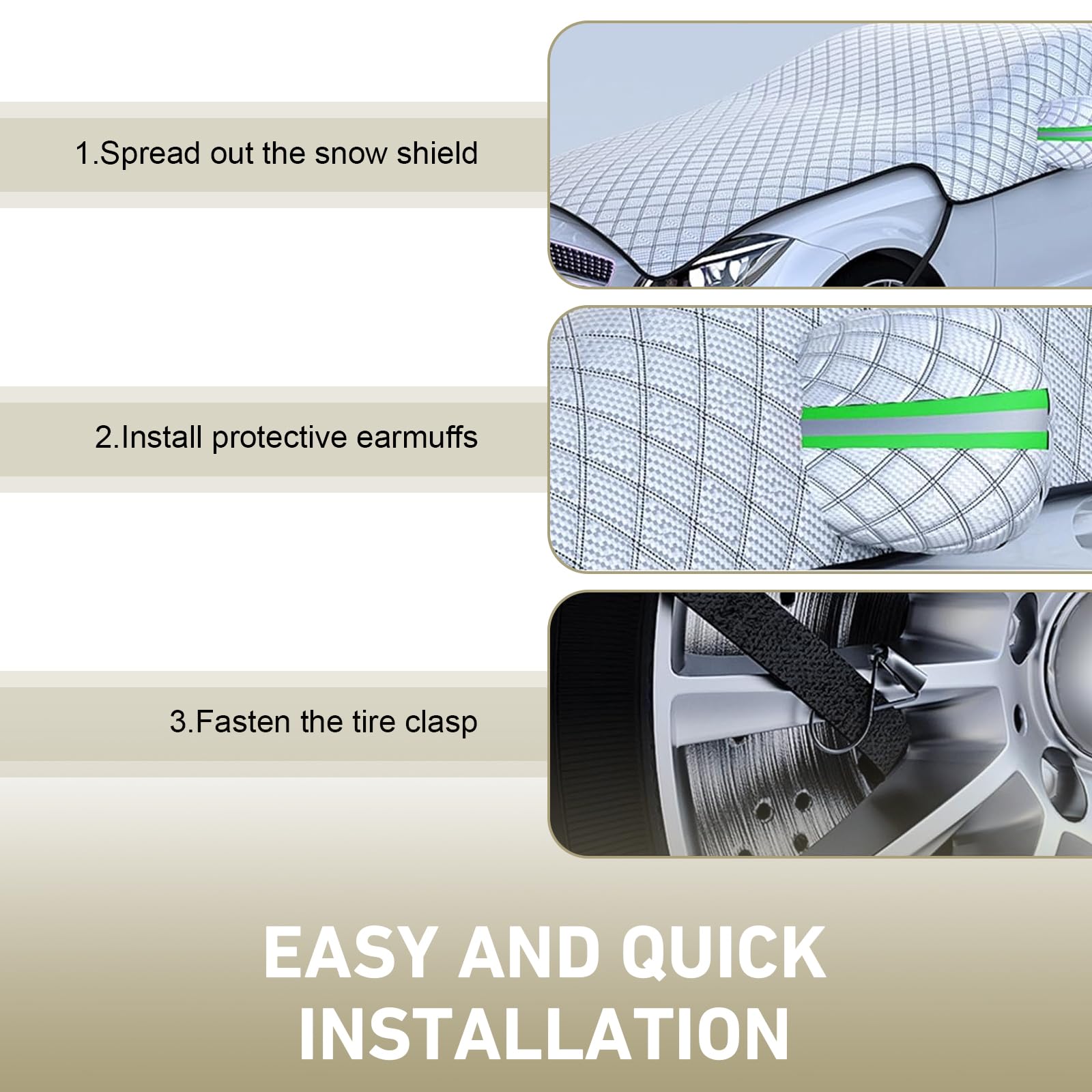 Teybouk Car Cover Waterproof All Weather Outdoor Hood Protection Foldable Protective Shield with Windproof Fixed Strap Universal Car — view 3