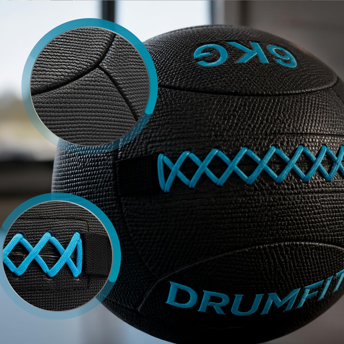 Cecotec Ballon Médicinal - Wall Ball - Drumfit WALLPRO-KV 6 kg. Rembourrage en Sable et Kevlar, Résistant à l'eau et à la Transpiration, Coutures Renforcées, Idéal pour la Force et Le Cross Training