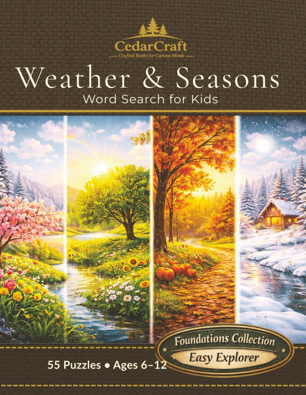 Weather & Seasons Word Search for Kids: 55 Easy Nature Puzzles About Sun, Rain, Snow & Seasons | Ages 6–12 | Educational Outdoor Activity Book (No Diagonals)