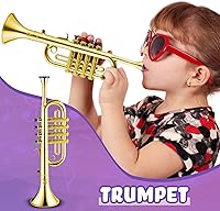 Vista 3 de Lewtemi Juego de 3 saxofones para niños, instrumentos musicales, juguete de saxofón, trompeta y clarinete con 8 teclas codificadas