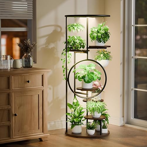Miniatura 3 de POZILAN Soporte para Plantas de Interior con Luz de Crecimiento, Estante para Plantas de 51 pulgadas para Múltiples Plantas de Interior, Soporte