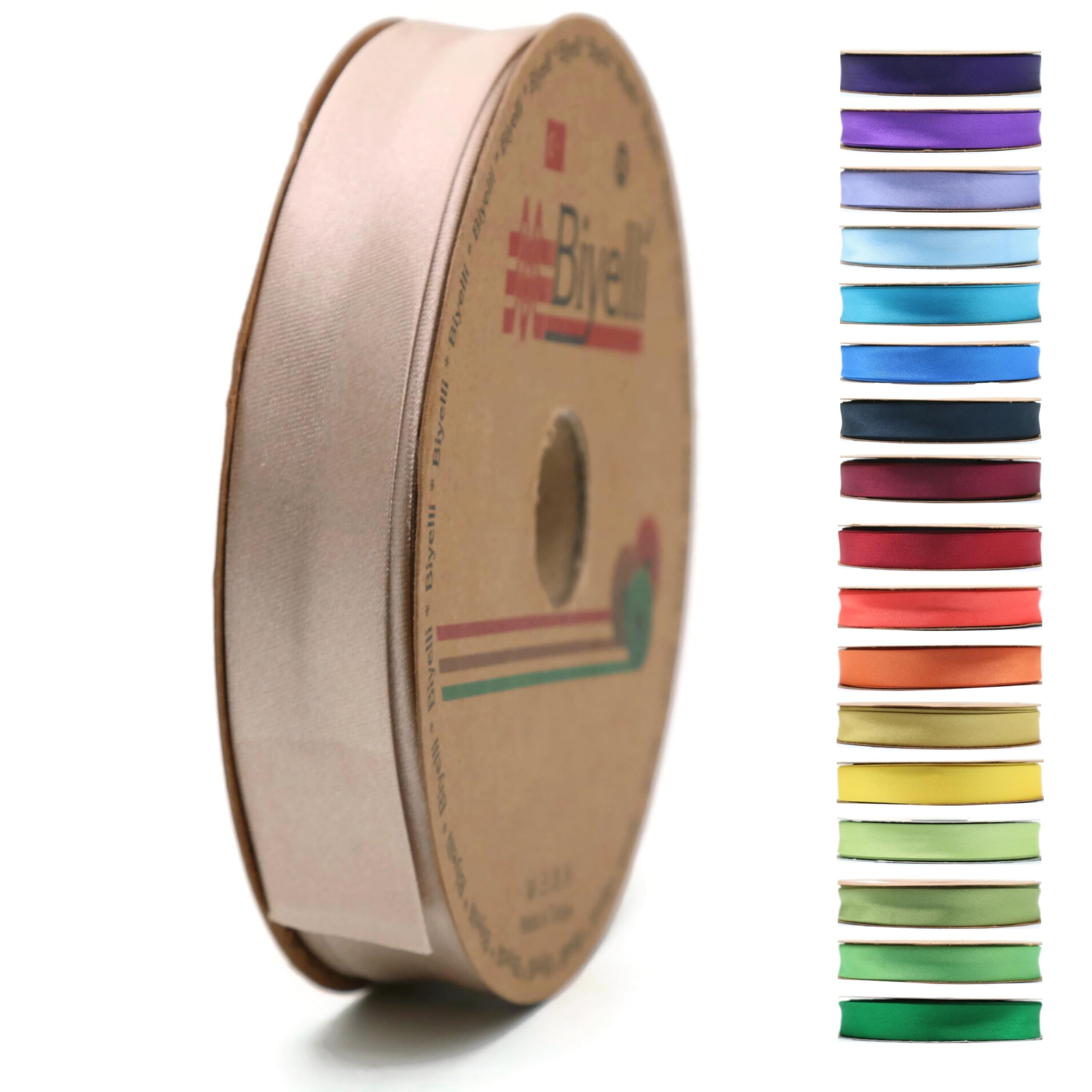 Fold Satin Bias Tape - 99+ Colors - 3/4 Inches Wide - 27 Yards - Fold Satin Binding Bias Ribbon Fabric Piping Bias Binding Tape for Sewing Clothing DIY (30. Woolly Beige) BYS30