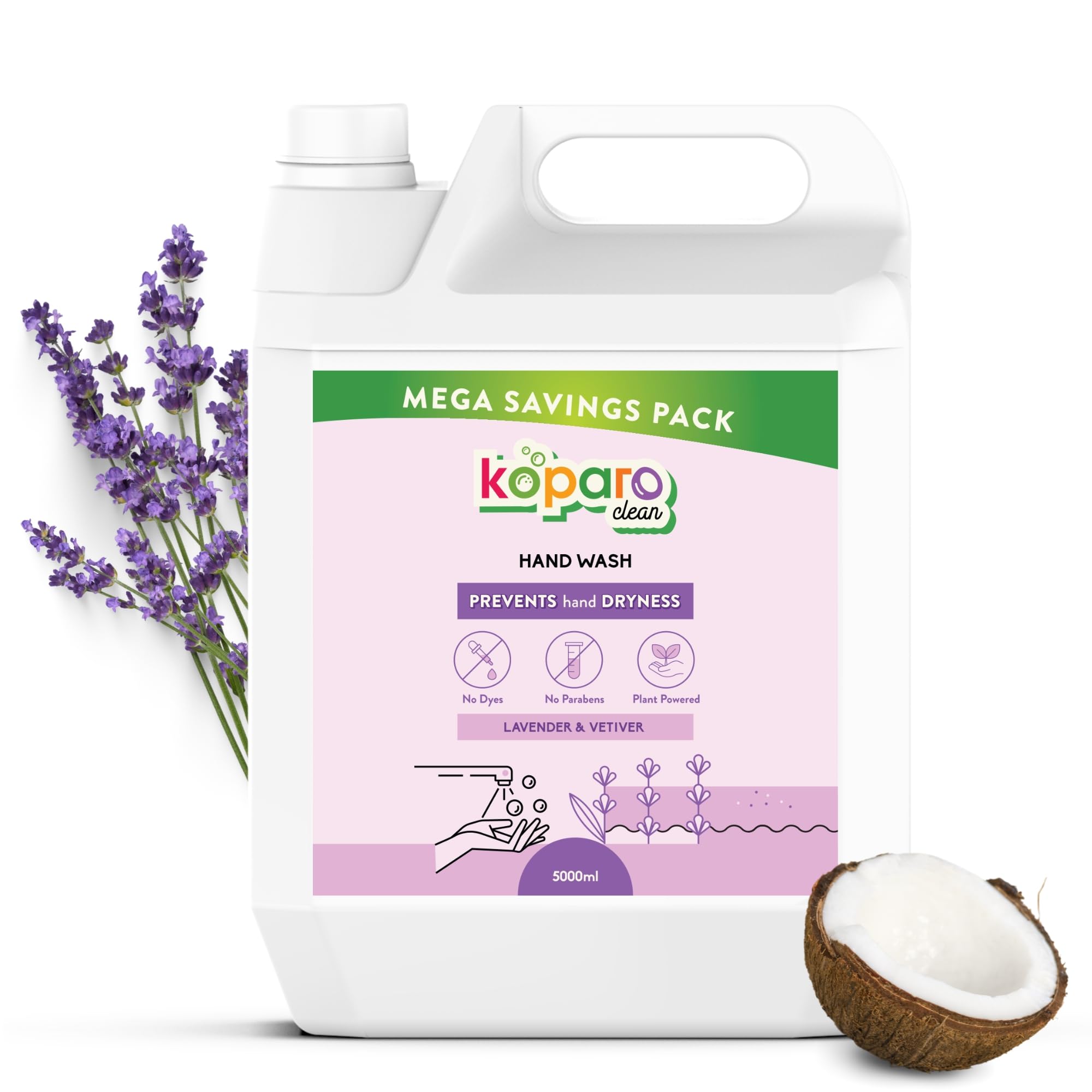Koparo Natural Hand Wash Liquid | 5 Litres | Lavender Fragrance | Ph Balanced Infused With Glycerin & Tea Tree Oil Germ Protection | Safe For All Skin Types | Plant Based | Safe For Kids-image-33