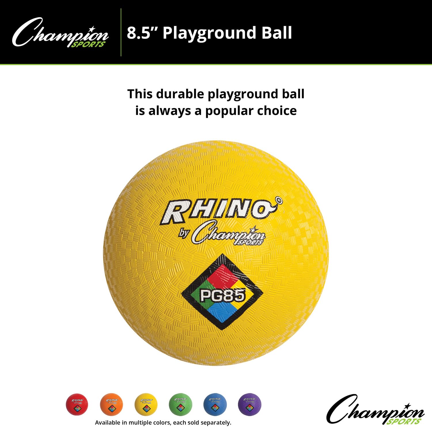 Champion Sports Rhino Playground Balls 8.5"D - Two Ply, Nylon Wound, YELLOW — Amazon image 5