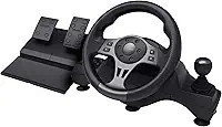 GXTrust 289 Movi Volante Gamer com Pedais e Vibração – Compatível com PC, PS4, Xbox Series X/S, Xbox One e Switch, Giro 270°/900°, Alavanca de Câmbio e Fixação Estável, Preto