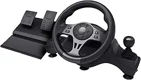 GXTrust 289 Movi Volante Gamer com Pedais e Vibração – Compatível com PC, PS4, Xbox Series X/S, Xbox One e Switch, Giro 270°/900°, Alavanca de Câmbio e Fixação Estável, Preto