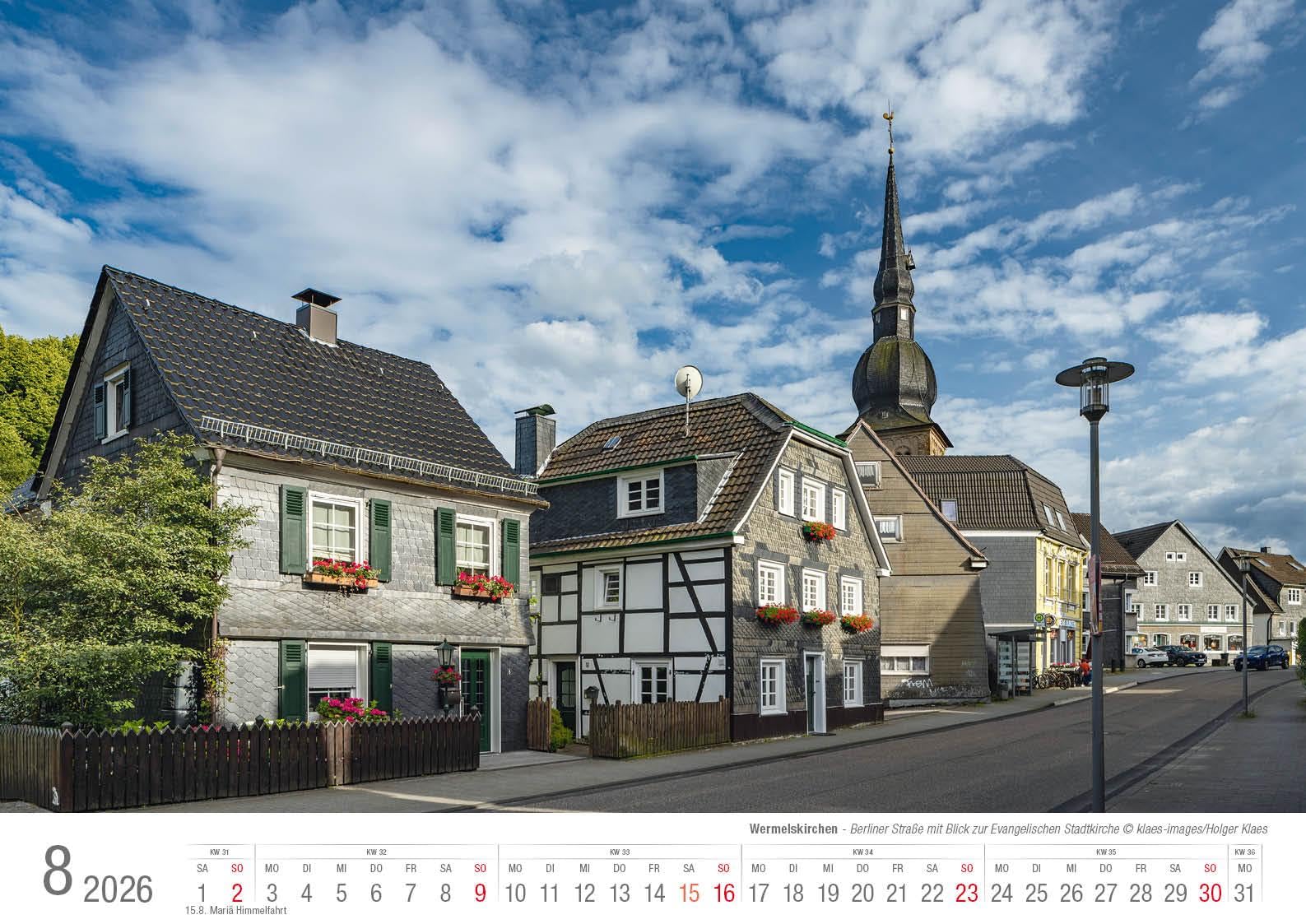 Wermelskirchen 2026 Bildkalender A3 Spiralbindung