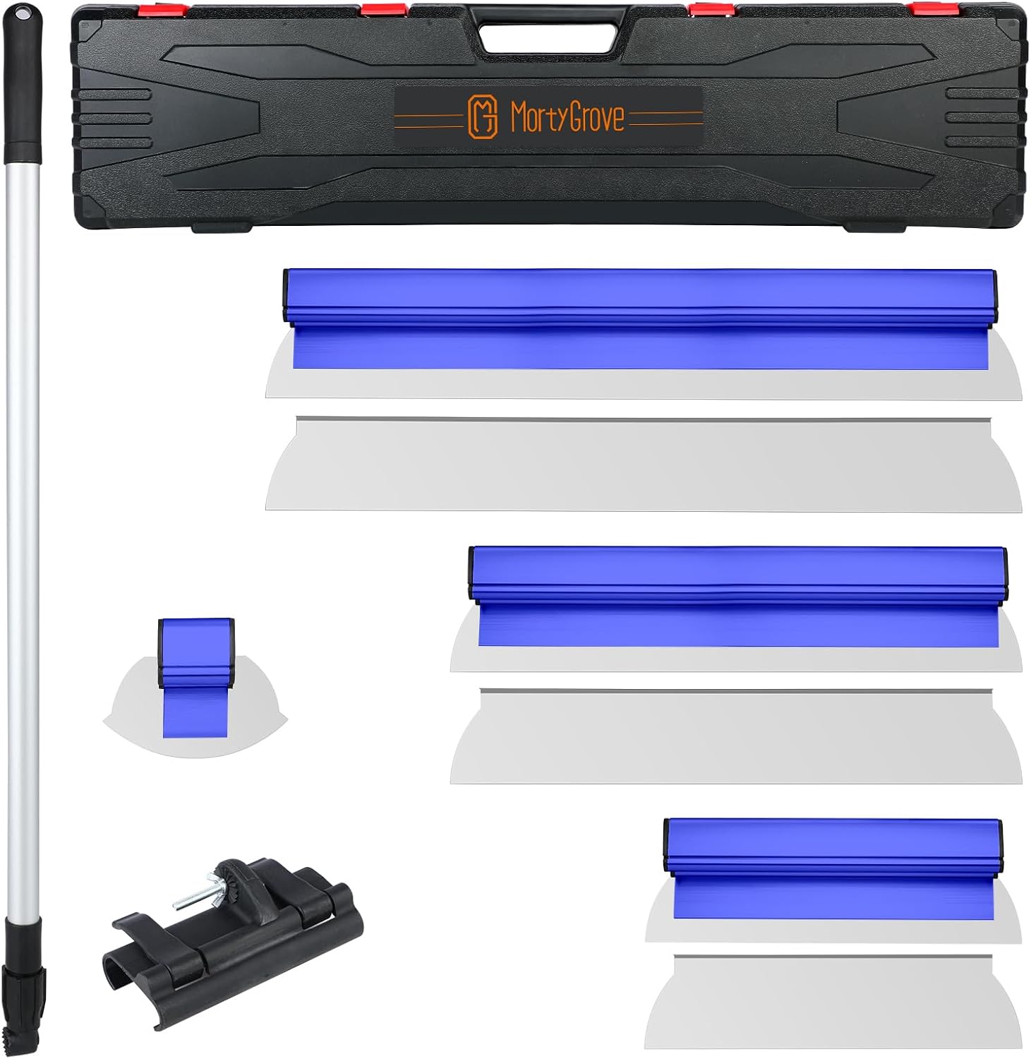 Drywall Skimming Blade Set with Transport Case 16"+24"+32" Skimming Blade 36"67" Extension