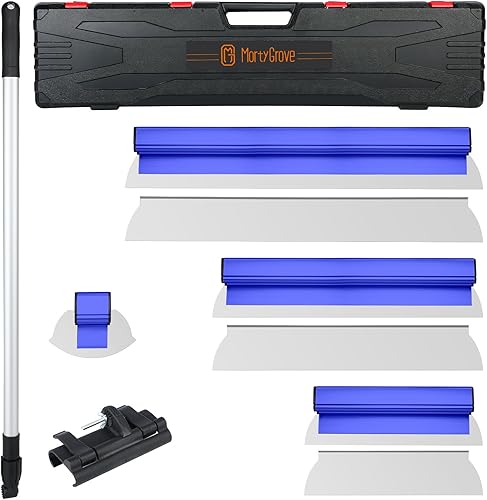 Miniatura 1 de Juego de cuchillas para paneles de yeso con estuche de transporte de 16 + 24 + 32 pulgadas, mango de extensión de 36 a 67 pulgadas, cuchillas de