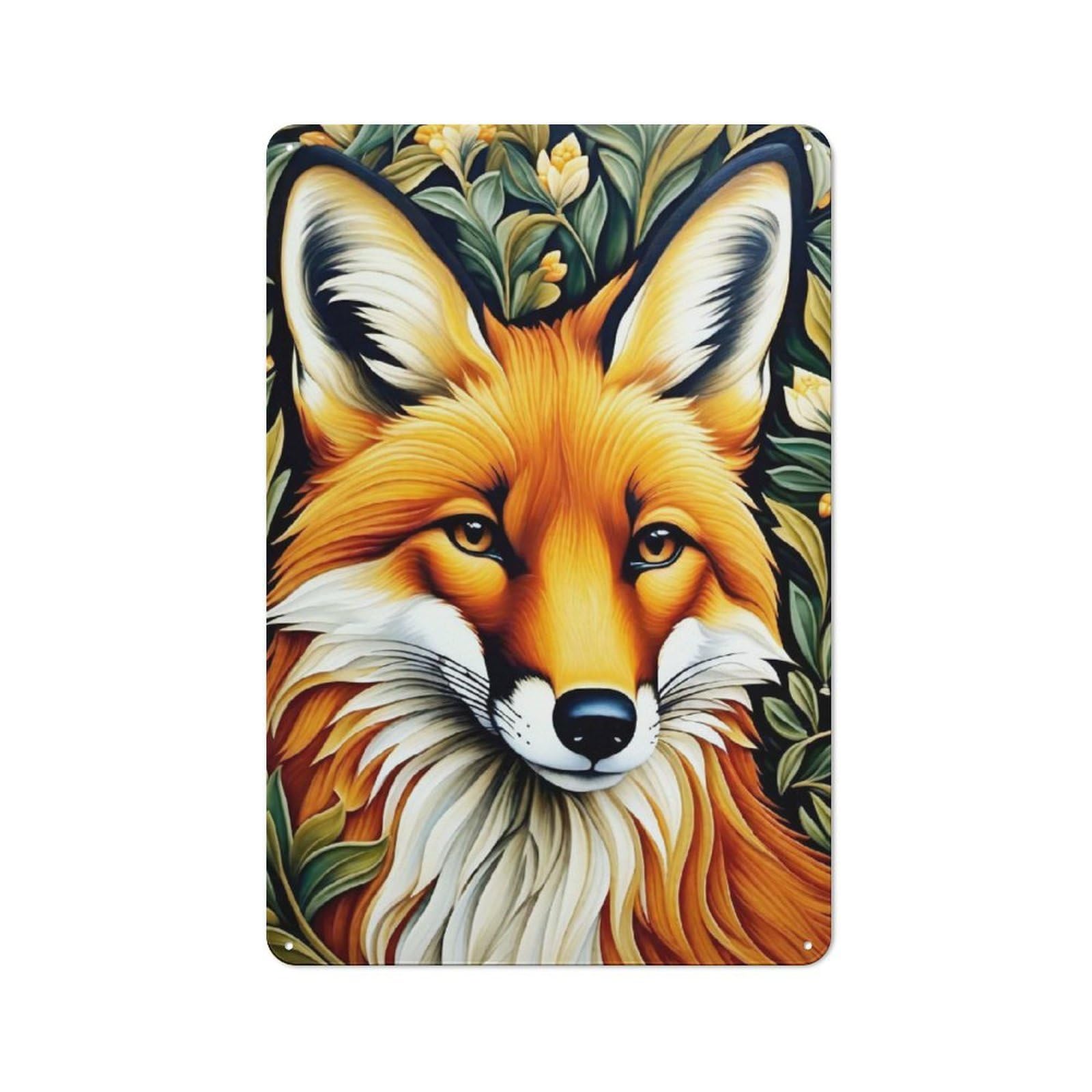 Art Nouveau Fox Morris Garage Metal Sign 30x20cm, Weathered Look Shed Wall Plaque for Garage, Workshop, Shed Or Utility Room