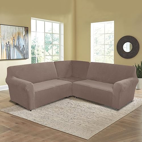 Vista 26 de LiveGo Funda para sofá esquinero, protector de terciopelo elástico para sillón reclinable, funda de sofá para sillón reclinable, juego de sala
