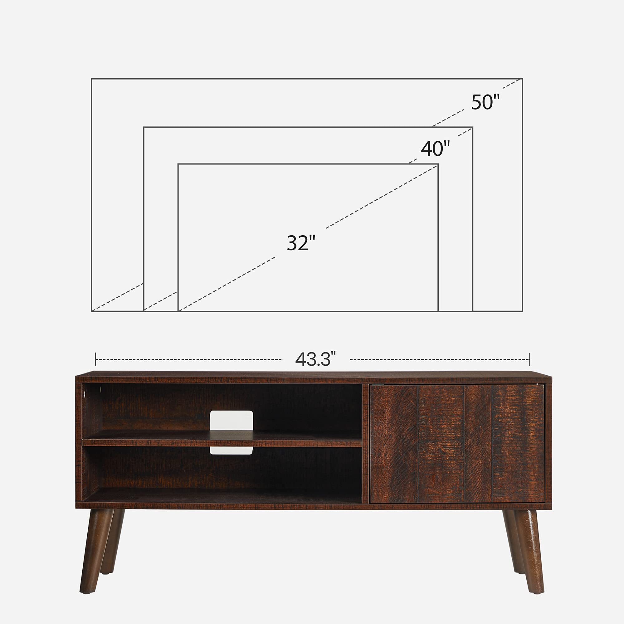 Buy VASAGLE TV Stand, TV for TVs up to 43 Inches, MidCentury