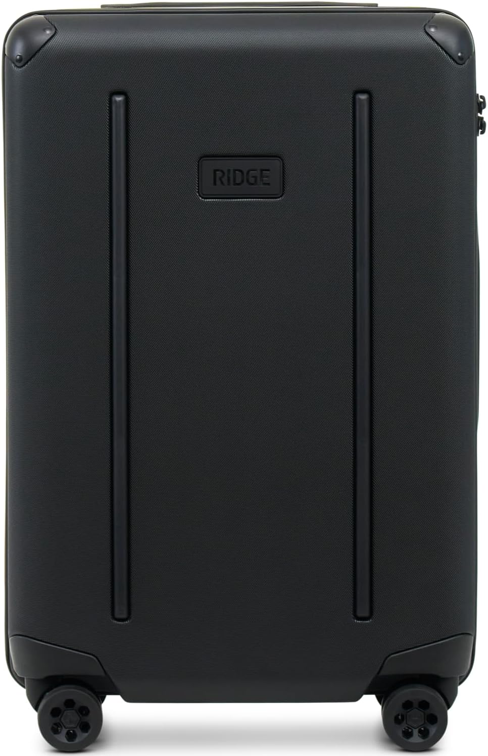 RIDGE Carry-On Premium Hardsheel Luggage - TSA & Airline-Approved, Smooth Rolling 360° Spinner Wheels, Impact-Resistant, Reinforced Corners, Built-in Tracking Device Pocket (Matte Black)