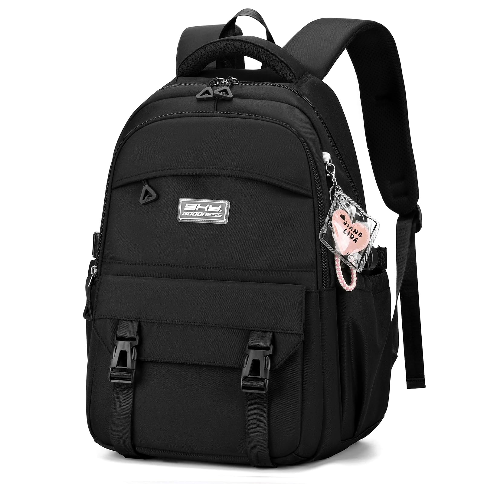 JANSBEN Mochila Escolar Impermeable para Niñas y Niños, Mochila Escolar con Múltiples Compartimentos para Escuela y Viajes, Mochila Cómoda Ideal para Adolescentes Negra