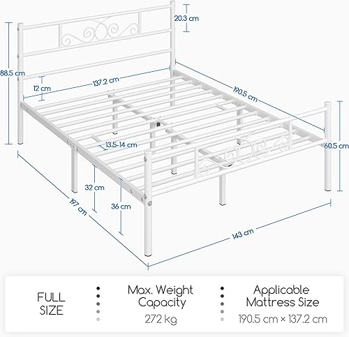 Miniatura 29 de Yaheetech - Base de cama, plataforma clásica de metal con cabecera y estribo - base de colchón con diseño floral para adultos, niñas, niños - Negro