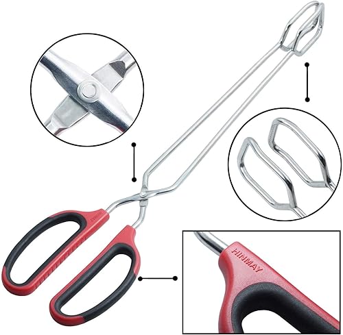 Miniatura 2 de Pinzas de tijera de acero inoxidable con mango de agarre cómodo, pinzas para asar de 16 pulgadas de largo, juego de 2