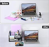 Vista 2 de AOFUXTI Organizador de escritorio de suministros de oficina, organizadores de escritorio y accesorios, juego de suministros de oficina con soporte