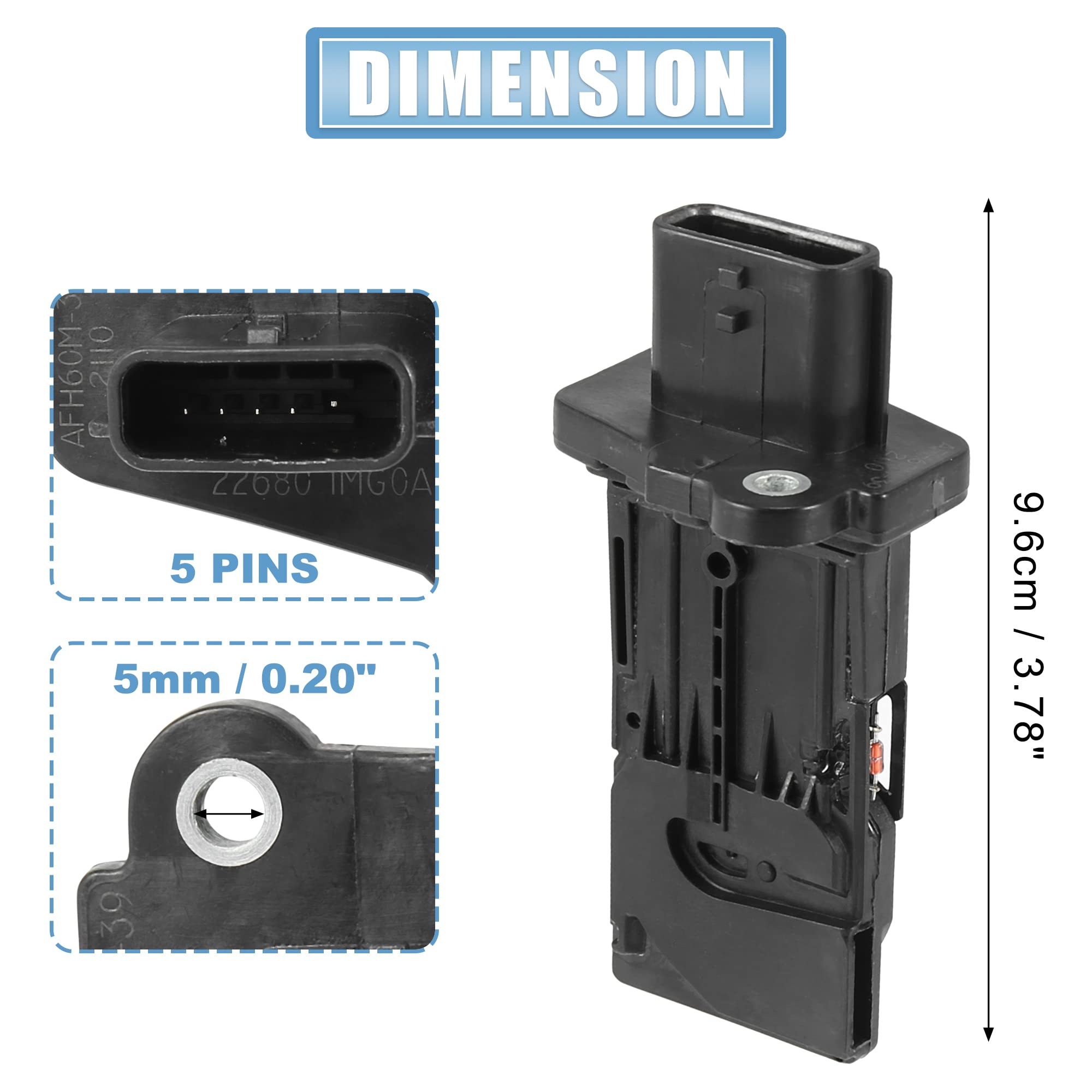 Mass Air Flow Sensor (MAF) 22680-1MG0A For 2013-2015 Nissan Altima, Sentra, Pathfinder & Infiniti M35h Q50