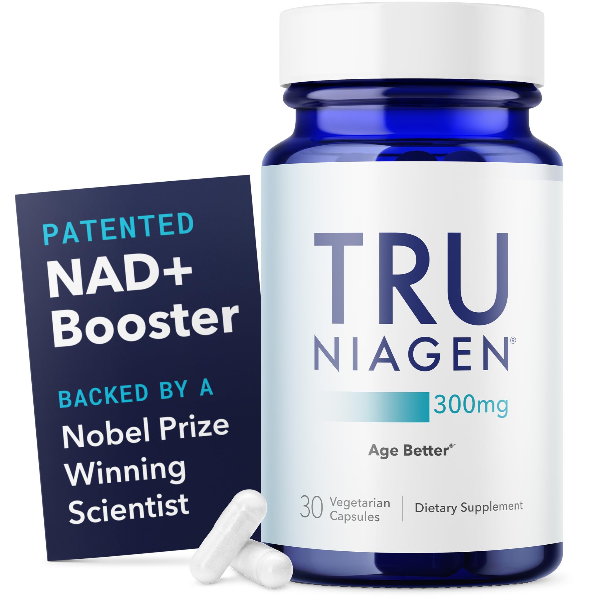 TRU NIAGEN Patented NAD+ Supplement for Anti Aging and Cell Regeneration, 300 mg Niagen, 30 Servings | Supports Cellular Energy, Brain, Muscle | Nicotinamide Riboside (NR) Take 1 Daily | 1 Bottle