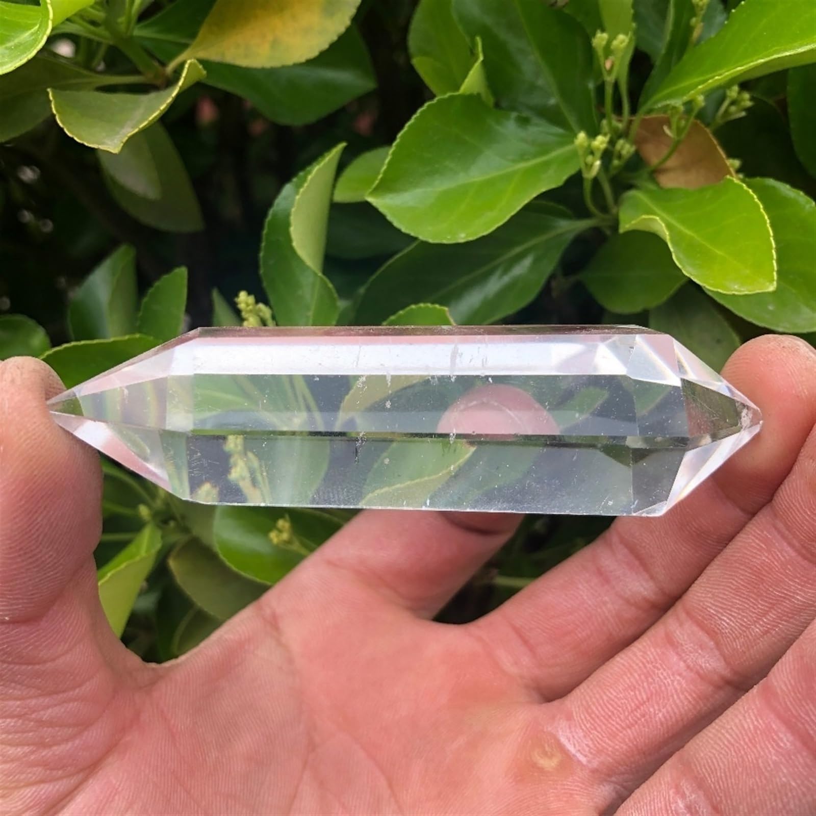 WAHOM 1pc Natural Clear Obelisk Quartz Crystal Wand Double Pointed Healing