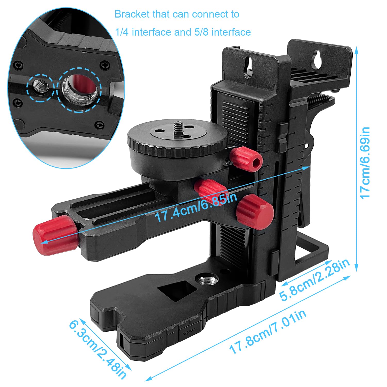 Supporto a Regolazione Fine per Laser a Linee Incrociate, Base Girevole Magnetica Multifunzionale con Clip Regolabile, Alternativa alla Filettatura da 1/4" e Regolazione in Altezza-PV10