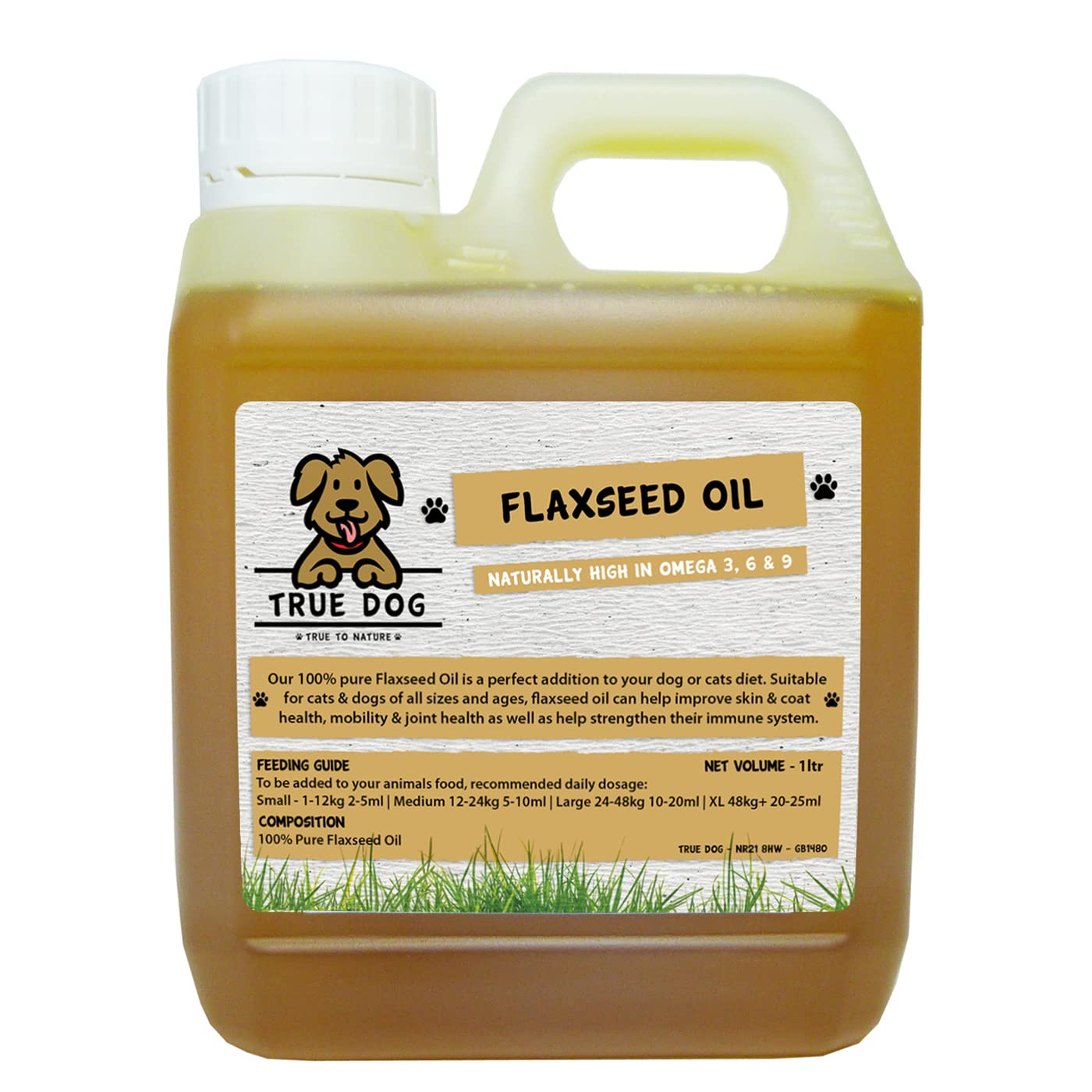 True DogFlaxseed Oil for Dogs with Pump 1ltr | Natural Omega 3 Supplement for Dogs & Cats, Linseed Oil, Joint, Skin & Coat Support