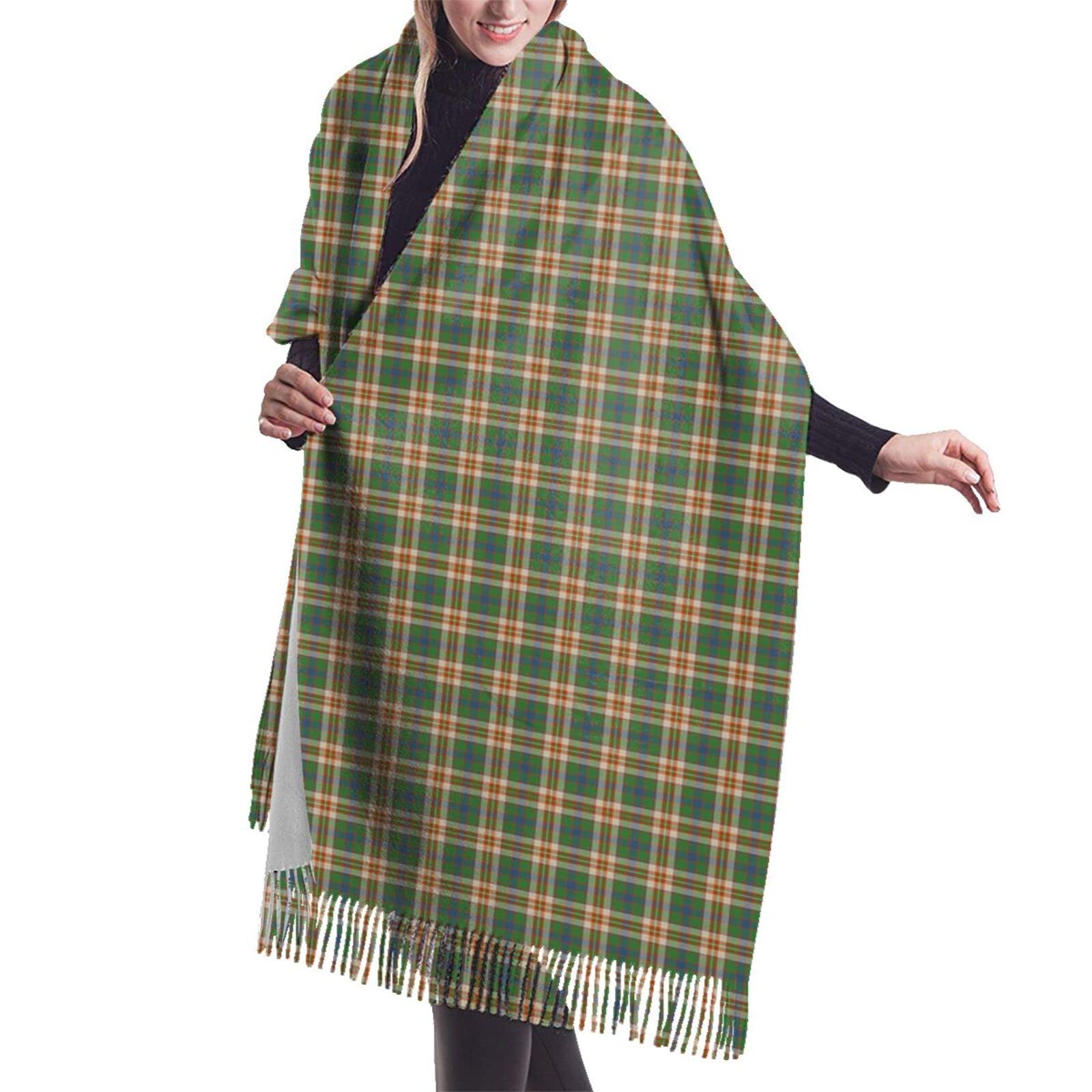 GQWJKSZ Clan Robertson Dress Tartan Women'S Long & Wide Clan Seton Tartan Cashmere Feel Shawl Wrap Winter Warm Scarf 77x27inch