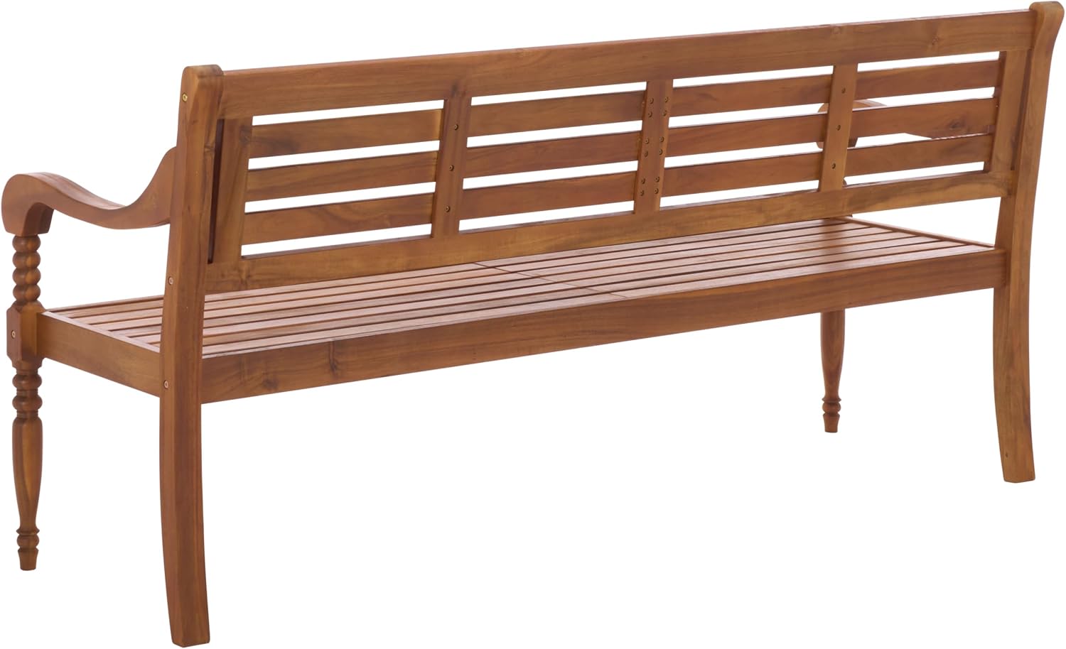 SAFAVIEH Outdoor Patio Furniture Collection - Kanger Natural Solid Wood Bench, Classic Slat Design, Durable Outdoor Seating (PAT7332A)