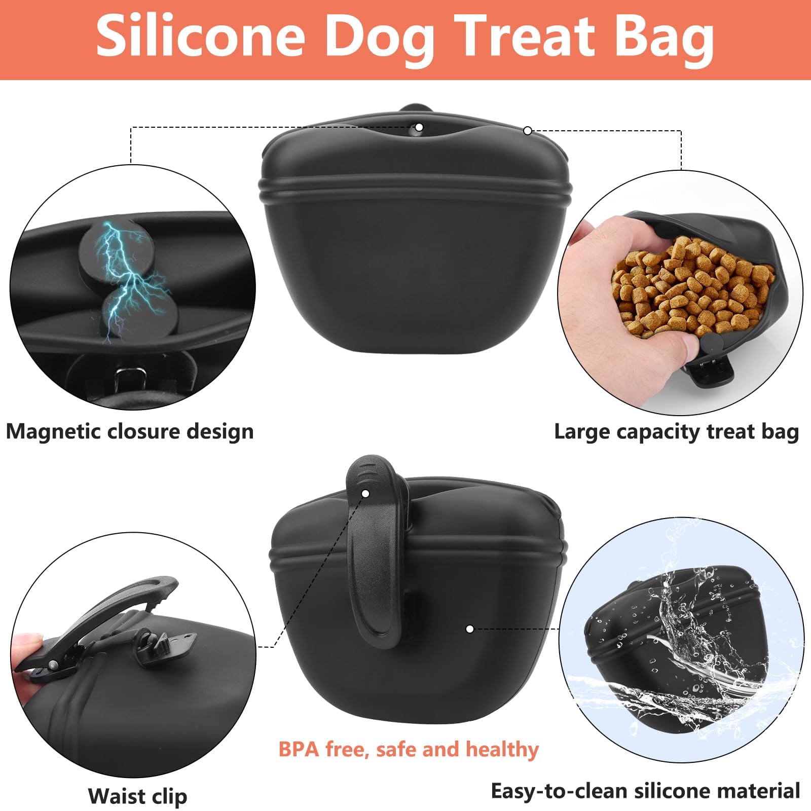 Kit de entrenamiento para perros, bolsa de golosinas para perros, riñonera de entrenamiento para mascotas, clicker de entrenamiento para perros, silbato ultrasónico silencioso para perros, bolsa para
