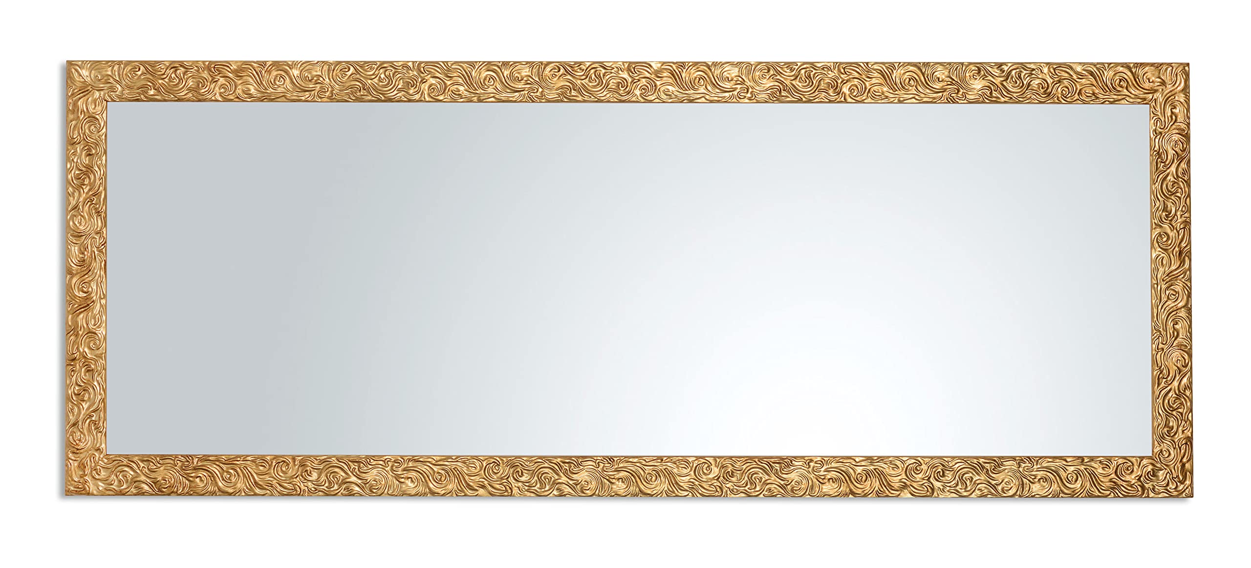 MO.WA Specchio da Parete Cornice Classica Legno Oro Antico cm. 55x145. da Appendere Verticale/Orizzontale o appoggio. Ingresso corridoio Camera da Letto Bagno Soggiorno .Made in Italy.