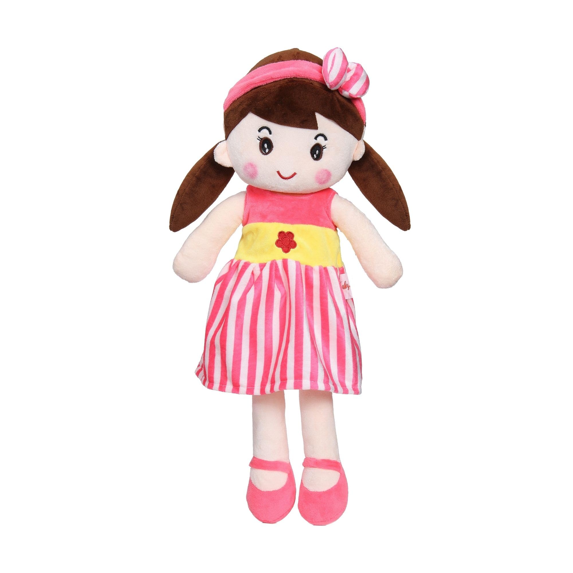 MABLE Soft Doll for Girls | Cute Plush Baby Doll Toy with Colourful Hairband | Huggable Stuffed Doll Gift for Kids, Girls, Toddlers & Babies Age 3 to 5 Years (40CM Rani)