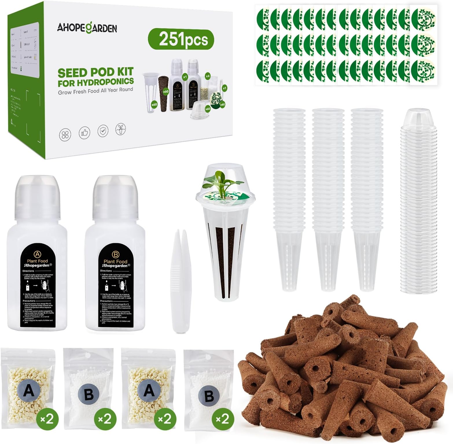 300 Pcs Hydroponic Growing Kit 150 Pcs Grow Sponges 150