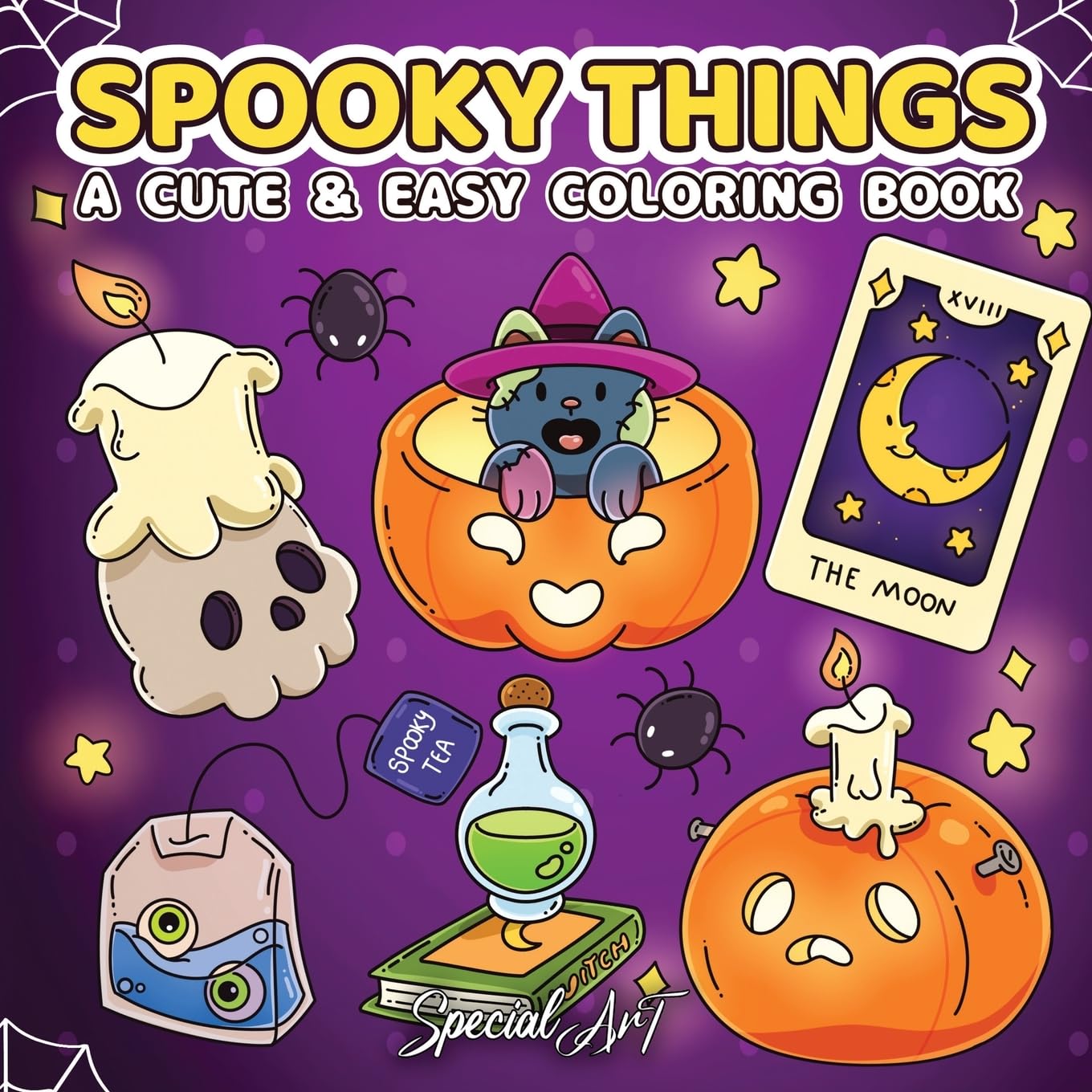 Spooky Things: A Coloring Book for Adults and Teens with Cute Ghosts, Magical Objects and Creepy-Sweet Designs for Relaxation (Spooky Coloring Books)