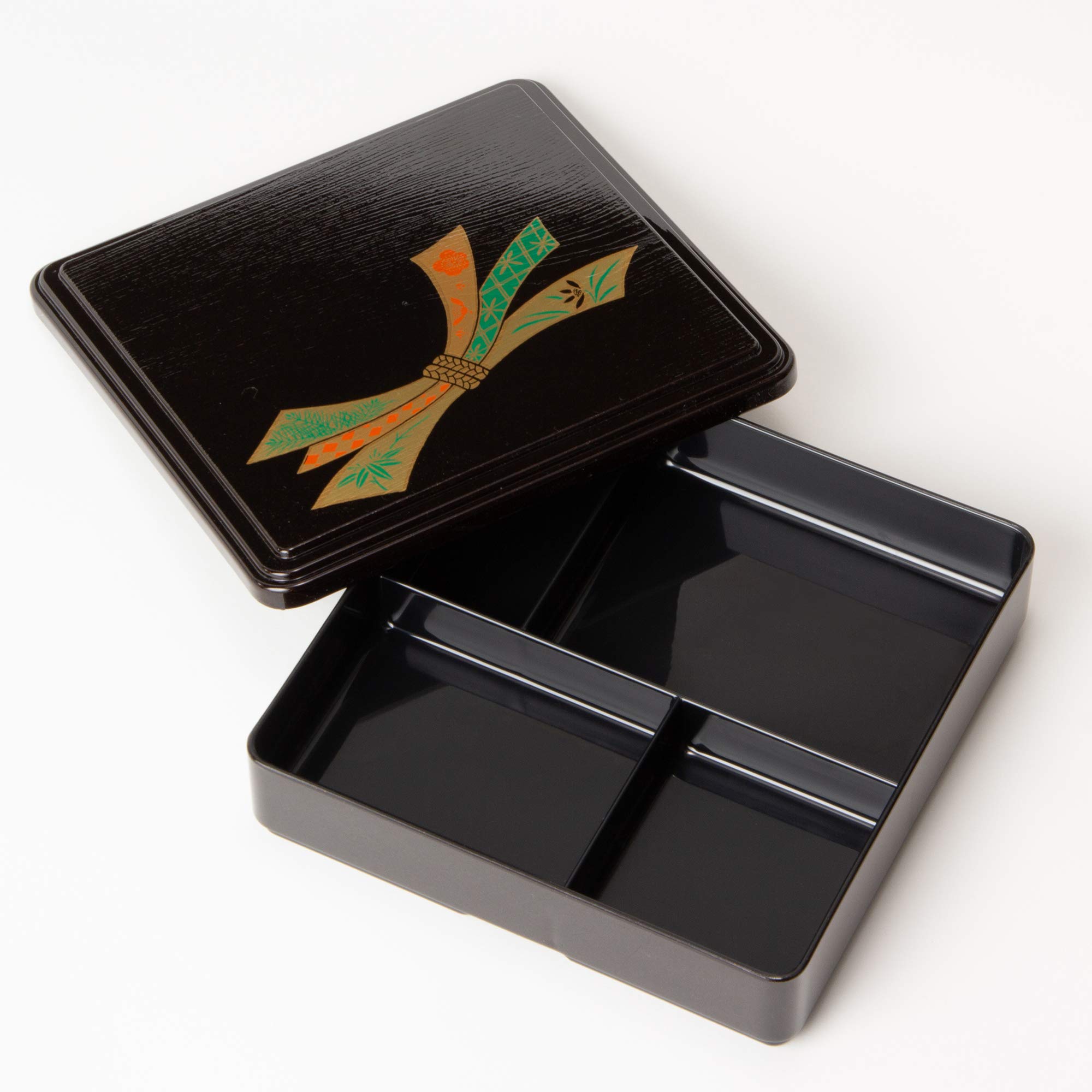 Bakunouchi Bento Box, 7 Square Fixed Wood Grain Bento Tea Pearl Noshi (Fixed Partition), 8.3 x 8.3 x 2.1 inches (21.1 x 21.1 x 5.4 cm), ABS Resin, 7-416-2, Restaurant, Commercial Use