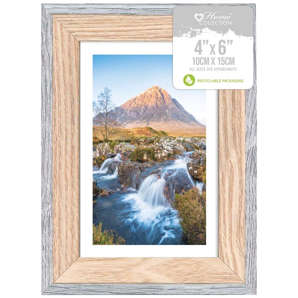 Home Collection Picture Frames With Mount Photo Frames Wood Effect Freestanding Or Wall Mount (Two-Tone, 4x6)