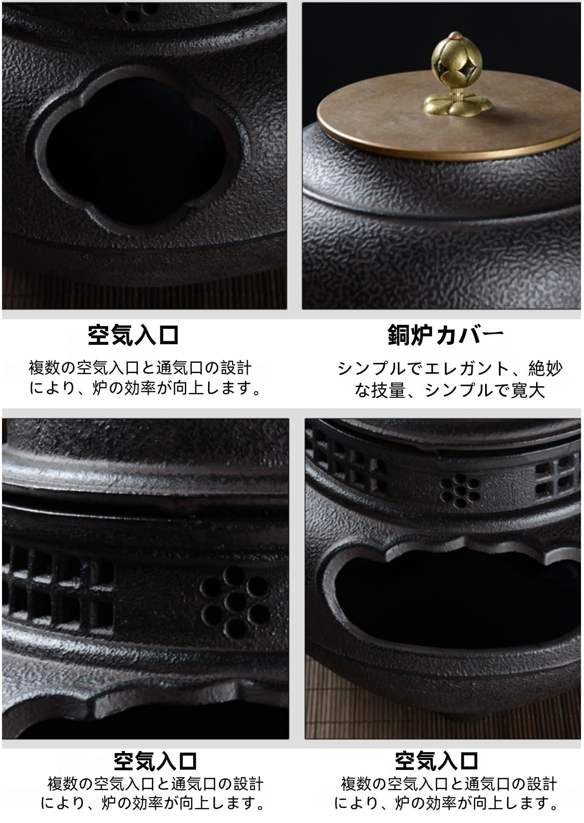 Amazon | JICOMUS急須、鬼面鋳鉄風炉茶釜、鉄風炉、茶道具、炭火茶釜