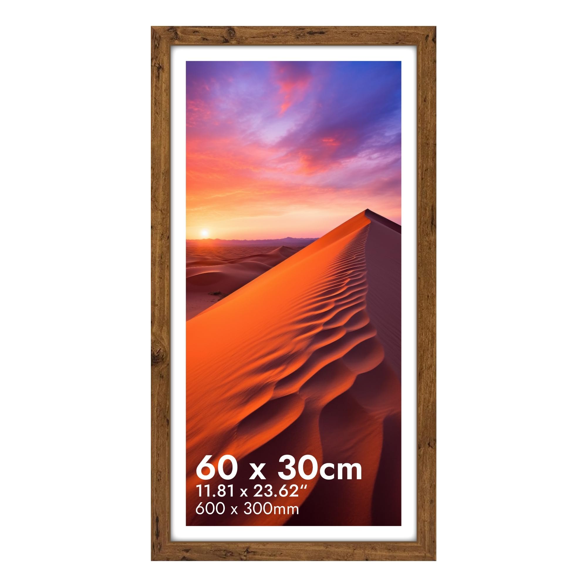 Hnk Homestore Rustic Hnk Panaromic Picture Frames 30X60cm Engineered Wood And Plexiglass, Photo Frame 300×600Mm Dual Orientation Landscape Or Portrait, Picture Frame 60X30cm Wall Hanging Display Photos