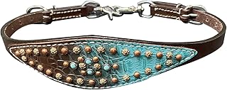 Showman Leather Wither Strap w/ Teal & Brown Alligator Overlay
