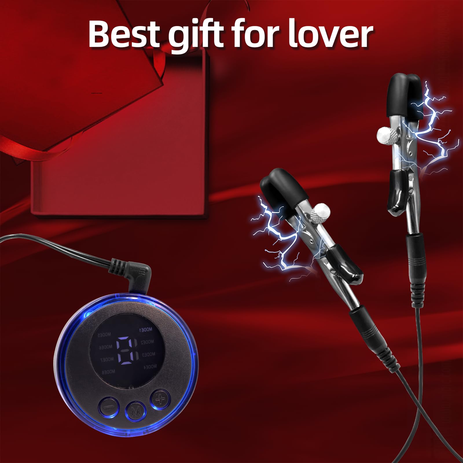 JANNSK Electric Shock Nipple Clip Chain, BDSM Nipple Clamps,Nipple Clitoral Clamps Stimulator Adjustable Adult Sex Toy