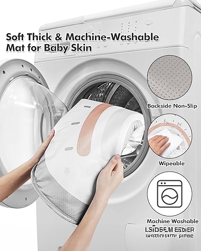 Miniatura 6 de dearlomum Tapete de gimnasio para bebé, tapete para el tiempo boca abajo con 6 juguetes desmontables para habilidades sensoriales y motoras basadas