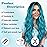 NAYOO Long Ombre Bluish Green Wavy Wig for Women 26 Inch Middle Part Curly Wavy Wig Natural Looking Synthetic Heat Resistant Fiber for Daily Party Use (Ombre Bluish Green)