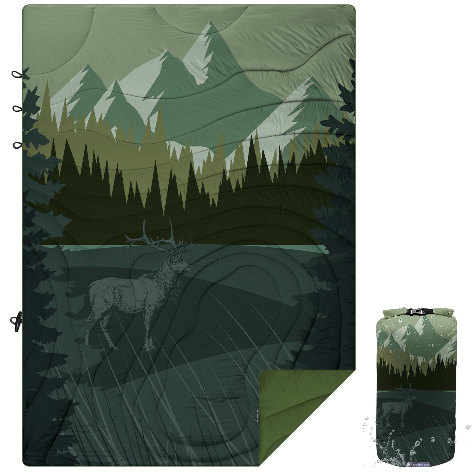 Outdoor Puffy Camping Blanket, Lightweight Windproof Warm Stadium Blanket, Packable Travel Camping Quilt for Cold Weather, Hiking, Backpacking, Sleeping, Hammock, Adventure 78"x 56"