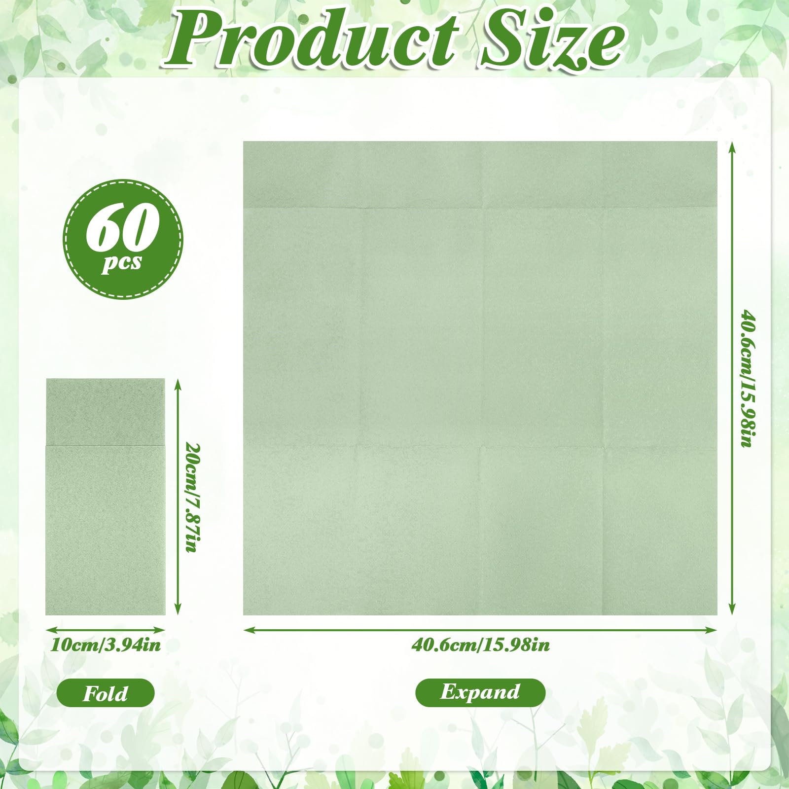 60 tovaglioli di lino tascabili, tovaglioli di carta con tasca integrata per posate usa e getta, per posate, matrimoni, baby shower, feste nuziali (verde salvia)