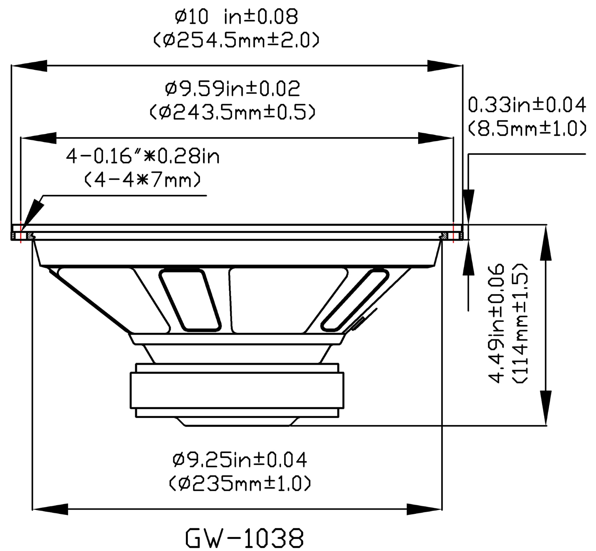 Goldwood Sound GW-1038 Rubber Surround 10