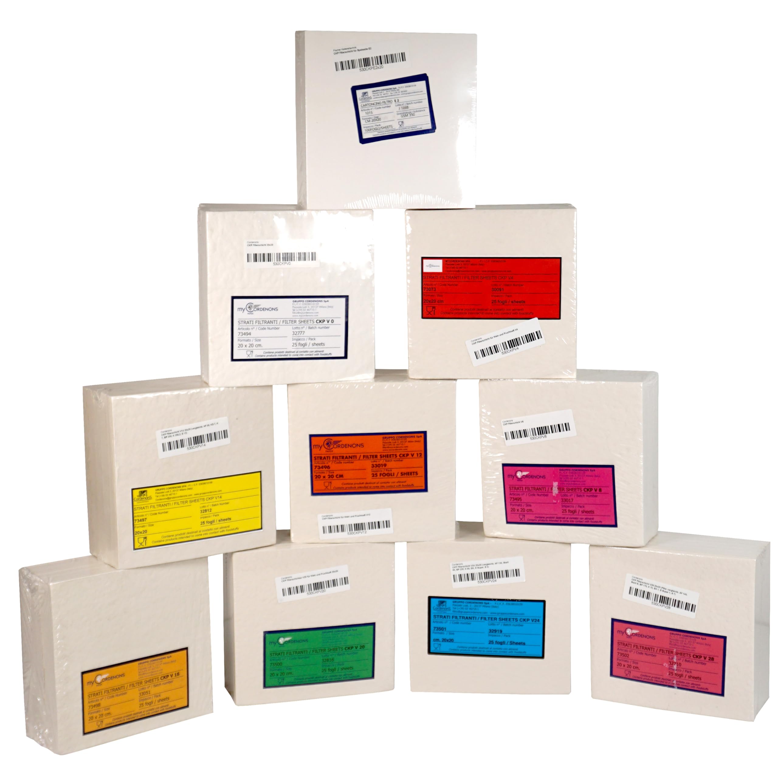 Cordenons CKP Filterschicht V28 (40x40), 0.3µm, Sterilfiltration für Wein, 25 Tiefenfilterschichten, hergestellt in der EU