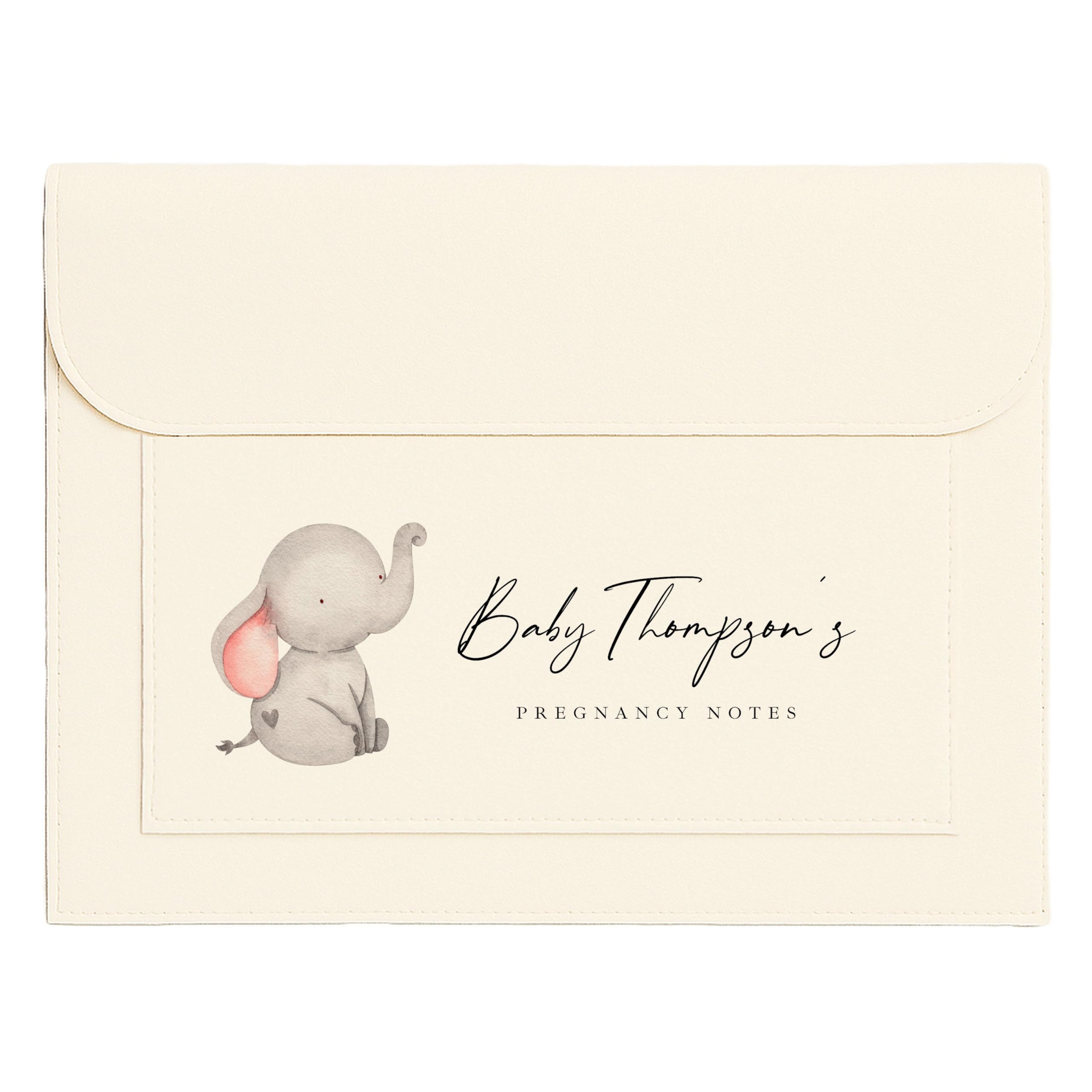 Personalised Little Elephant Pregnancy/Maternity Baby Notes Document Folder - Keep NHS Medical Notes Safe - IVF Journey