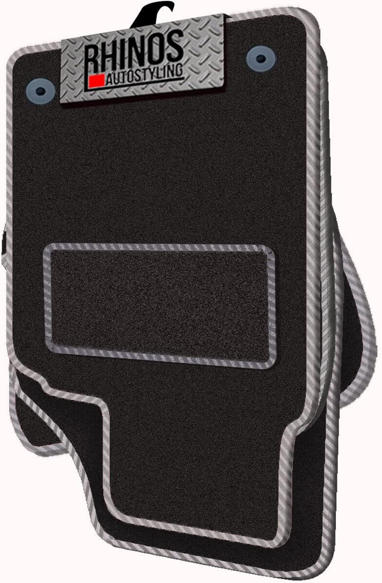 TAILORED TO FIT Nissan Navara (2016-2022) (NP300) - FULL SET OF TAILORED LUXURY INTERIOR FLOOR CAR CARPET MATS - BLACK MAT + WHITE EDGING