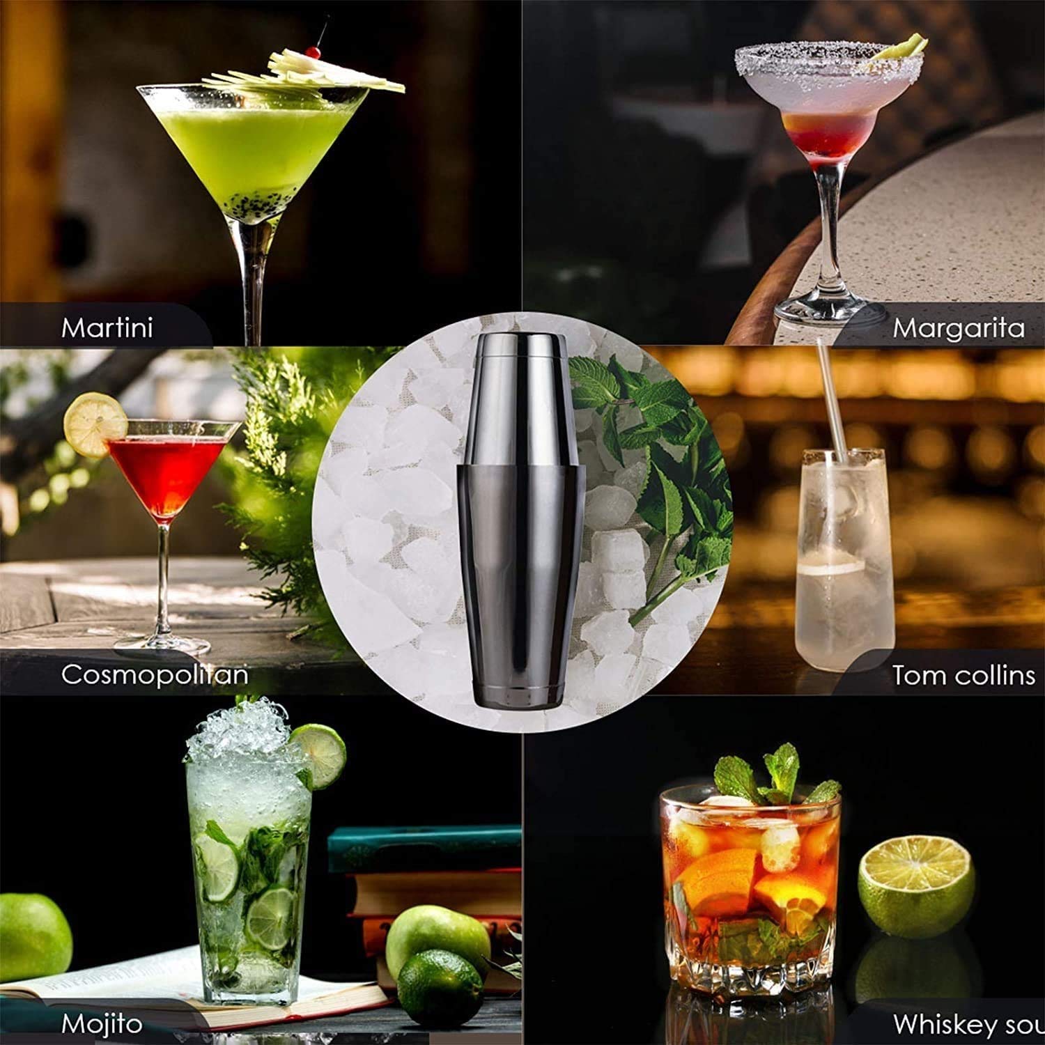 Coctelera de cóctel Kit de barman de 11 piezas - conjunto de agitadores de cóctel de acero inoxidable, herramientas de barra premium: agitador de martini, muddler, jigge, coladores, troncos de l