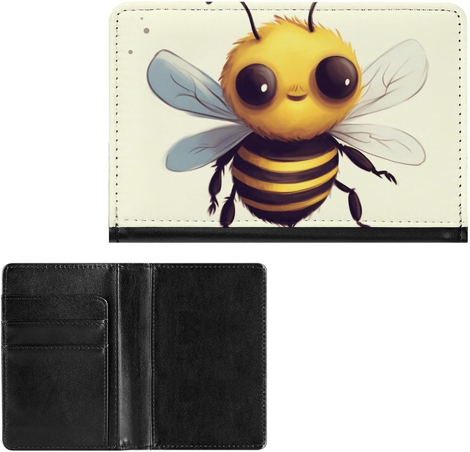 Cute Passport Holder for Travel,Personalized Multi-Functional Passport Cover with Card Slots,Slim Cute Bee Printed Passport Wallet for Women Men